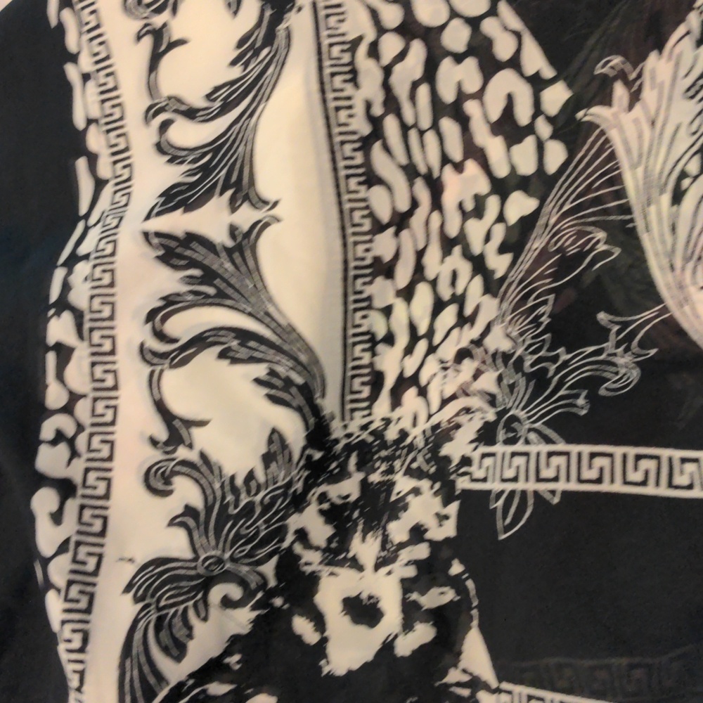 Black and Cream Kimono Summer Beach Cover/ Sz Large - Picture 9 of 11